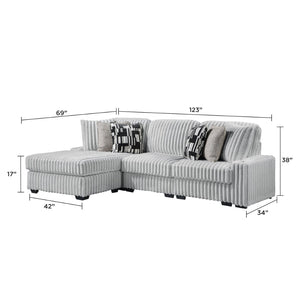 English Elm Puffy Contemporary Sectional Sofa with Ribbed Polyester Upholstery and Reversible Chaise Gray B009S02210