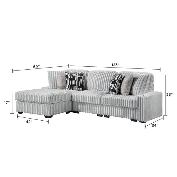 English Elm Puffy Contemporary Sectional Sofa with Ribbed Polyester Upholstery and Reversible Chaise Gray B009S02210