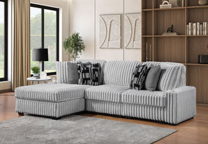 English Elm Puffy Contemporary Sectional Sofa with Ribbed Polyester Upholstery and Reversible Chaise Gray B009S02210