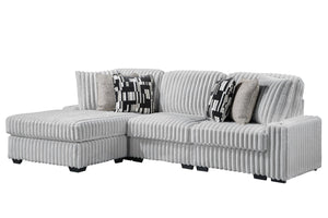 English Elm Puffy Contemporary Sectional Sofa with Ribbed Polyester Upholstery and Reversible Chaise Gray B009S02210