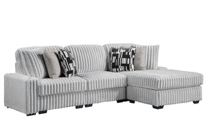 English Elm Puffy Contemporary Sectional Sofa with Ribbed Polyester Upholstery and Reversible Chaise Gray B009S02210