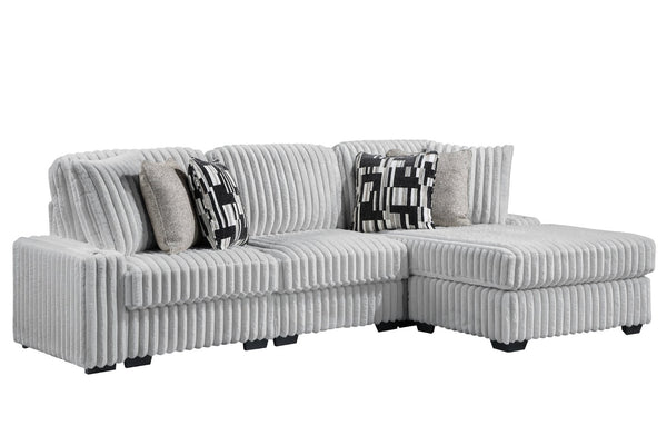 English Elm Puffy Contemporary Sectional Sofa with Ribbed Polyester Upholstery and Reversible Chaise Gray B009S02210