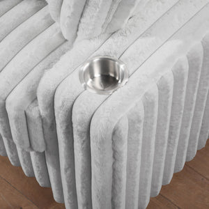 English Elm Puffy Contemporary Sectional Sofa with Ribbed Polyester Upholstery and Reversible Chaise Gray B009S02210