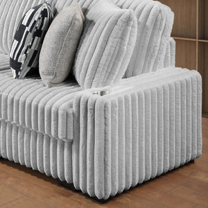 English Elm Puffy Contemporary Sectional Sofa with Ribbed Polyester Upholstery and Reversible Chaise Gray B009S02210