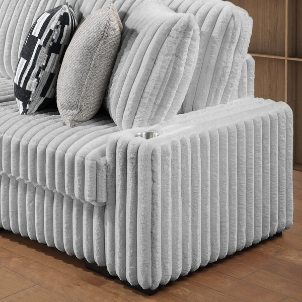 English Elm Puffy Contemporary Sectional Sofa with Ribbed Polyester Upholstery and Reversible Chaise Gray B009S02210