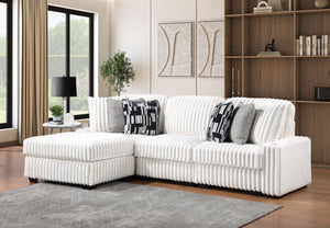 English Elm Puffy Contemporary Sectional Sofa with Ribbed Polyester Upholstery and Reversible Chaise Cream B009S02211
