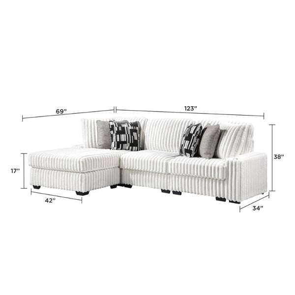 English Elm Puffy Contemporary Sectional Sofa with Ribbed Polyester Upholstery and Reversible Chaise Cream B009S02211