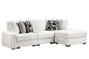 English Elm Puffy Contemporary Sectional Sofa with Ribbed Polyester Upholstery and Reversible Chaise Cream B009S02211