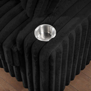 English Elm Puffy Contemporary Sectional Sofa with Ribbed Polyester Upholstery and Reversible Chaise Black B009S02212