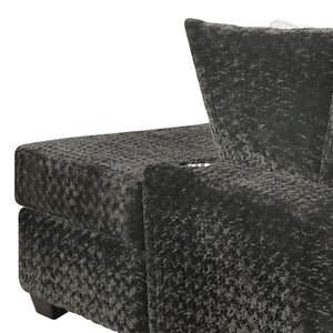 English Elm Magnum Contemporary Sectional Sofa Soft Gray Fabric Plush Seating for Open Living Rooms B009S02213