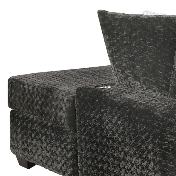 English Elm Magnum Contemporary Sectional Sofa Soft Gray Fabric Plush Seating for Open Living Rooms B009S02213