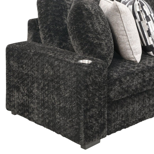 English Elm Magnum Contemporary Sectional Sofa Soft Gray Fabric Plush Seating for Open Living Rooms B009S02213