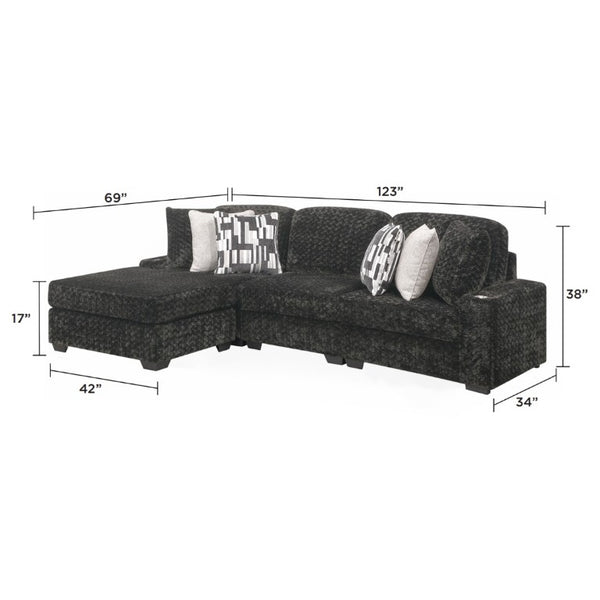 English Elm Magnum Contemporary Sectional Sofa Soft Gray Fabric Plush Seating for Open Living Rooms B009S02213