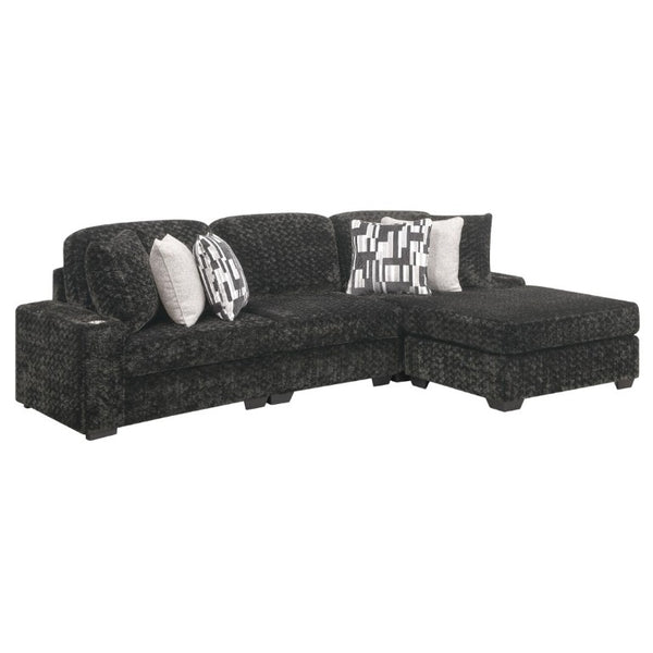 English Elm Magnum Contemporary Sectional Sofa Soft Gray Fabric Plush Seating for Open Living Rooms B009S02213