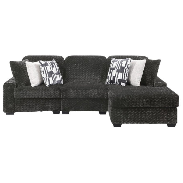 English Elm Magnum Contemporary Sectional Sofa Soft Gray Fabric Plush Seating for Open Living Rooms B009S02213