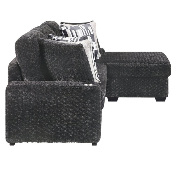 English Elm Magnum Contemporary Sectional Sofa Soft Gray Fabric Plush Seating for Open Living Rooms B009S02213