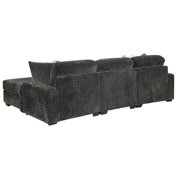 English Elm Magnum Contemporary Sectional Sofa Soft Gray Fabric Plush Seating for Open Living Rooms B009S02213