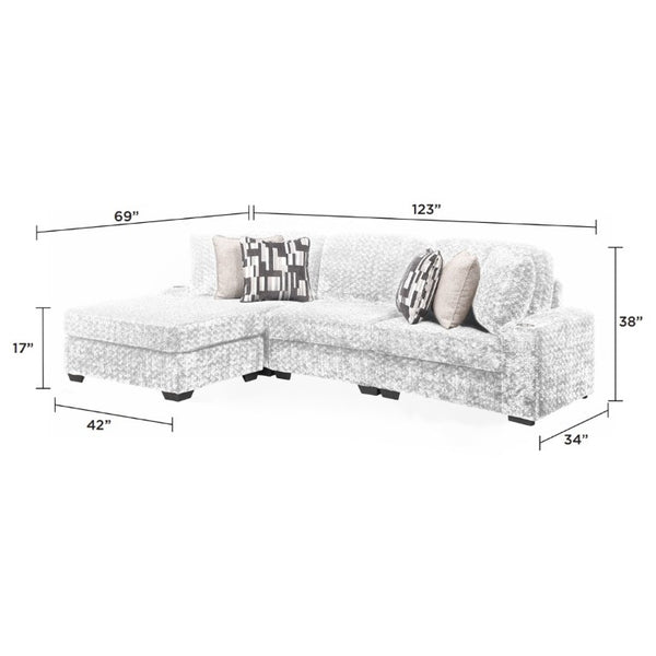 English Elm Magnum Contemporary L-Shaped Sectional Sofa with Plush Upholstery for Living Rooms Cream B009S02214