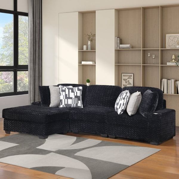 English Elm Magnum Contemporary L-Shaped Sectional Sofa with Plush Upholstery for Living Rooms Black B009S02215