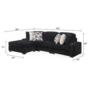 English Elm Magnum Contemporary L-Shaped Sectional Sofa with Plush Upholstery for Living Rooms Black B009S02215
