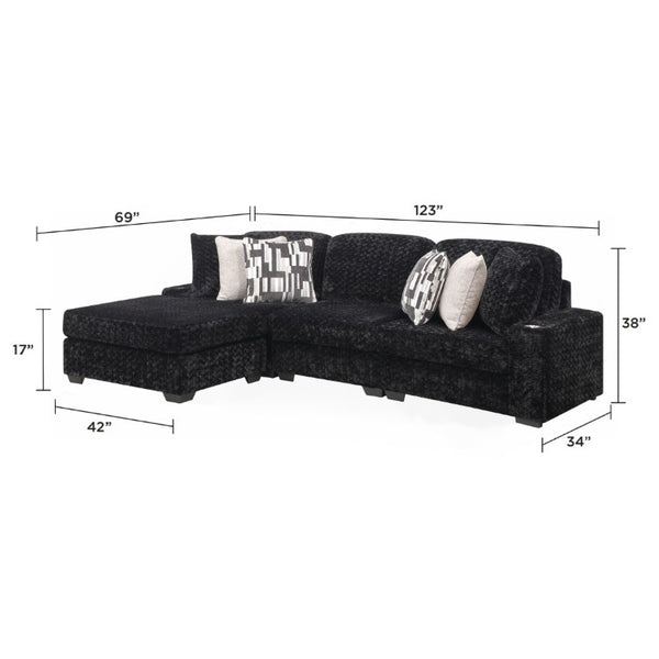 English Elm Magnum Contemporary L-Shaped Sectional Sofa with Plush Upholstery for Living Rooms Black B009S02215