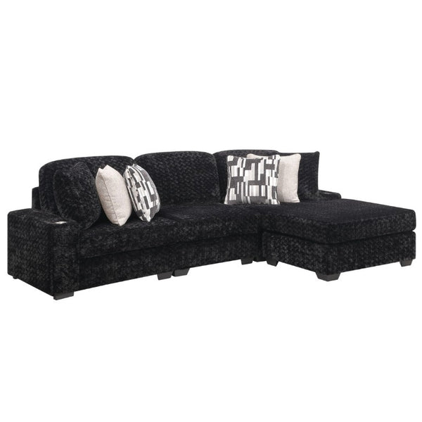 English Elm Magnum Contemporary L-Shaped Sectional Sofa with Plush Upholstery for Living Rooms Black B009S02215