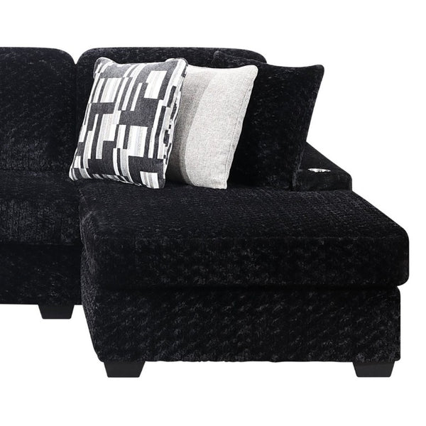 English Elm Magnum Contemporary L-Shaped Sectional Sofa with Plush Upholstery for Living Rooms Black B009S02215