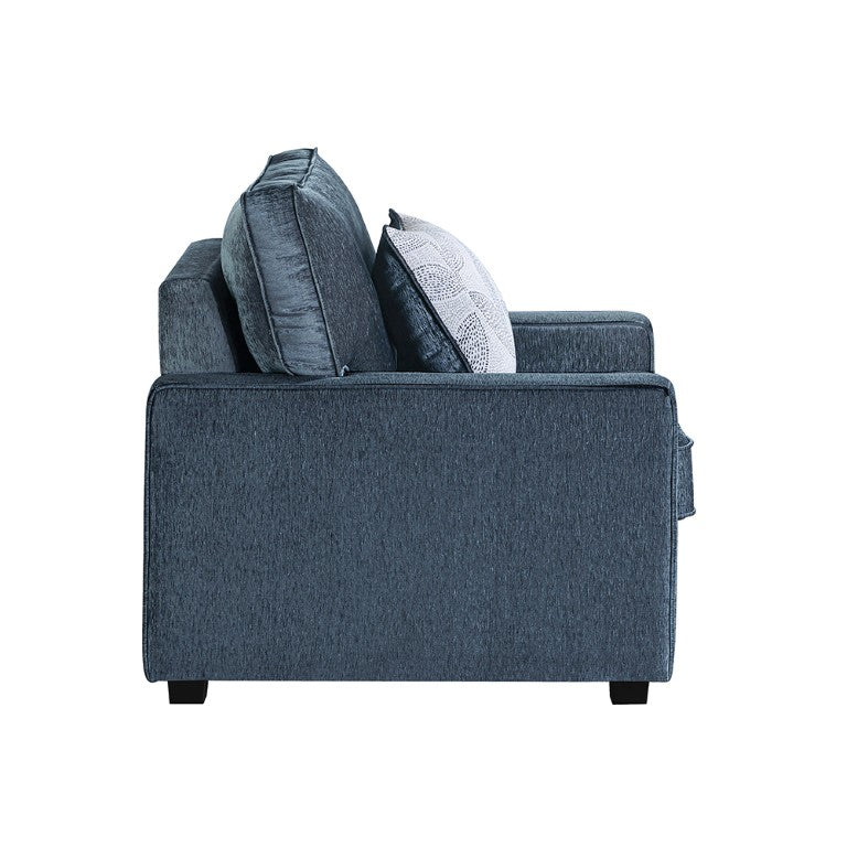 English Elm Rita Contemporary Accent Chair with LED Base Glow Upholstered in Soft Navy Fabric B009S02218