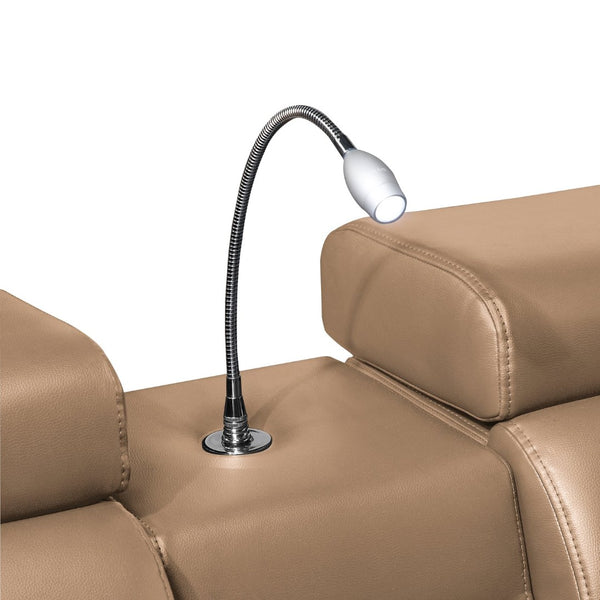 English Elm Nova Caramel Power Reclining Sectional with Bluetooth Speakers Fridge and Led Lighting B009S02221