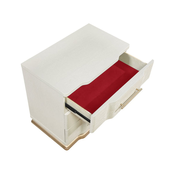 English Elm Lexington King Bedroom Set Upholstered Panel Bed Ivory Gold Transitional Luxury 4 Piece B009S02256