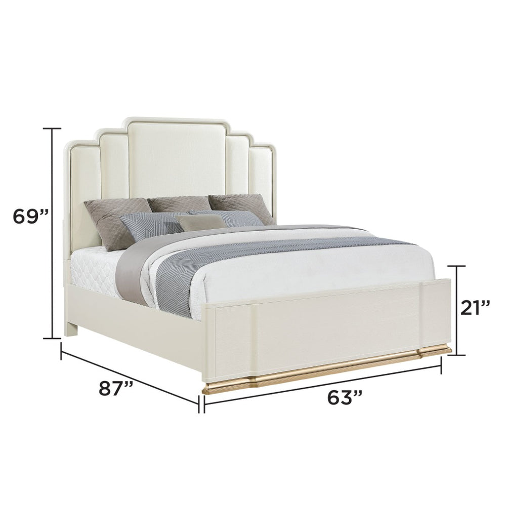 English Elm Lexington Queen Bedroom Set Ivory Glam Upholstered Bed Dresser Nightstand Chest B009S02257