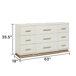 English Elm Lexington Queen Bedroom Set Ivory Glam Upholstered Bed Dresser Nightstand Chest B009S02257