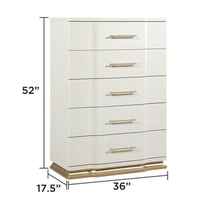 English Elm Lexington Queen Bedroom Set Ivory Glam Upholstered Bed Dresser Nightstand Chest B009S02257