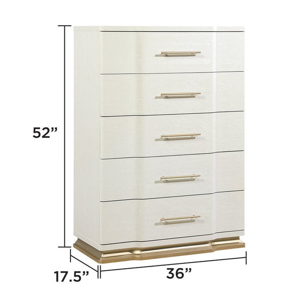 English Elm Lexington Queen Bedroom Set Ivory Glam Upholstered Bed Dresser Nightstand Chest B009S02257