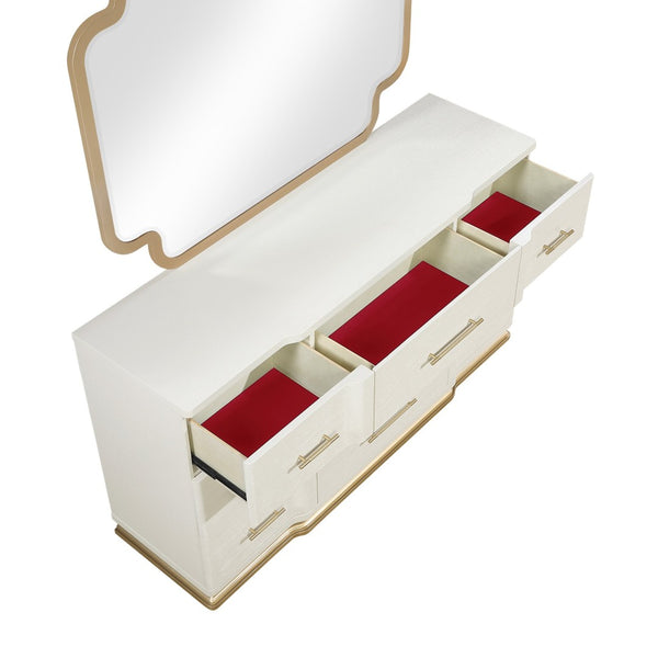 English Elm Lexington Queen Bedroom Set Ivory Glam Upholstered Bed Dresser Nightstand Chest B009S02257