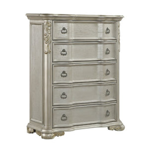 English Elm Bella Traditional King Bedroom Set Wingback Upholstered Bed Marble Tops Champagne Wood B009S02276