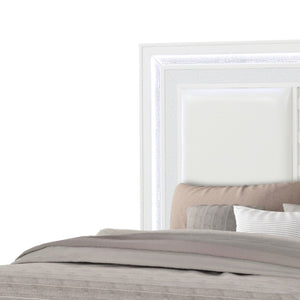 English Elm Abigale King Storage Bed Upholstered Geometric Headboard with Led Ambient Frame Glow B009S02286