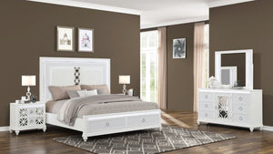 English Elm Abigale King Bedroom Set with LED Lighting Velvet Drawers and Overlay Panel Design B009S02290