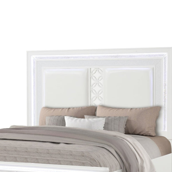 English Elm Abigale King Bedroom Set with LED Lighting Velvet Drawers and Overlay Panel Design B009S02290