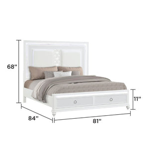 English Elm Abigale King Bedroom Set with LED Lighting Velvet Drawers and Overlay Panel Design B009S02290