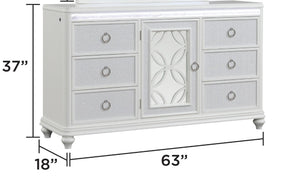 English Elm Abigale King Bedroom Set with LED Lighting Velvet Drawers and Overlay Panel Design B009S02290