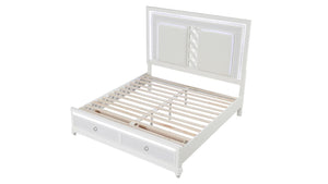 English Elm Abigale King Bedroom Set with LED Lighting Velvet Drawers and Overlay Panel Design B009S02290