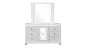 English Elm Abigale King Bedroom Set with LED Lighting Velvet Drawers and Overlay Panel Design B009S02290