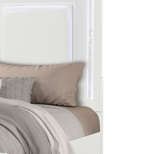English Elm Abigale White Queen Bedroom Set with Led Lighting Velvet Drawers and Storage Footboard B009S02291