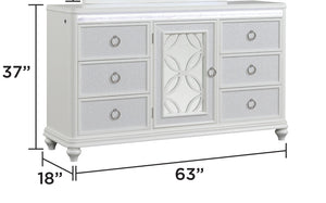 English Elm Abigale Queen Bedroom Set with Led Lighting Storage Footboard and White Panel Design B009S02292