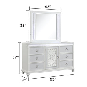 English Elm Abigale Queen Bedroom Set with Led Lighting Storage Footboard and White Panel Design B009S02292