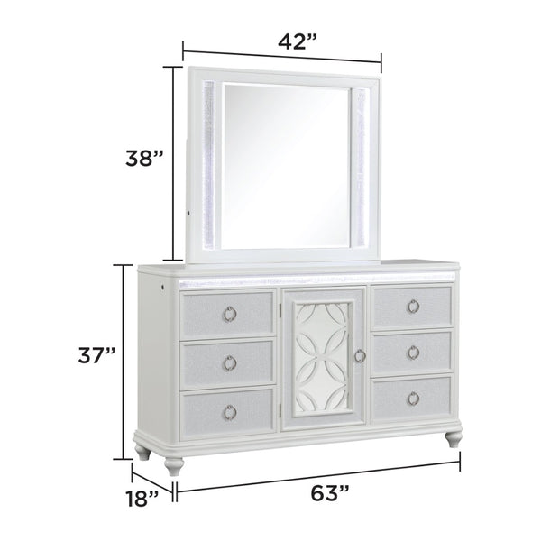English Elm Abigale Queen Bedroom Set with Led Lighting Storage Footboard and White Panel Design B009S02292