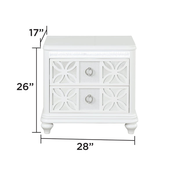 English Elm Abigale Queen Bedroom Set with Led Lighting Storage Footboard and White Panel Design B009S02292