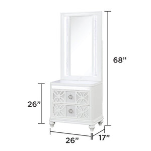 English Elm Abigale White King Bedroom Set with LED Lighting Mirrored Accents and Storage B009S02293