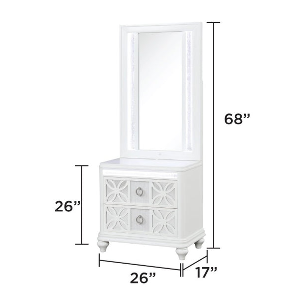 English Elm Abigale White King Bedroom Set with LED Lighting Mirrored Accents and Storage B009S02293